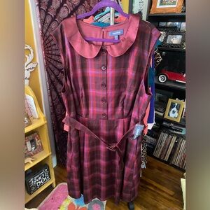 Modcloth Burgundy Plaid Dress with tags